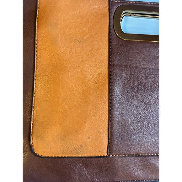 Vintage Clutch Two-toned Hand-Held Leather Red Interior Boho - Picture 3 of 7